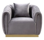 Elchanon Gray Velvet Plush Tufted Chair