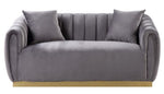 Elchanon Gray Velvet Plush Tufted Loveseat