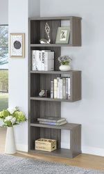 Elettra Weathered Grey Wood 5-Tier Bookcase