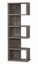 Elettra Weathered Grey Wood 5-Tier Bookcase