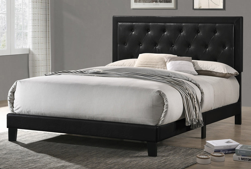 Eliana Black Faux Leather Queen Bed