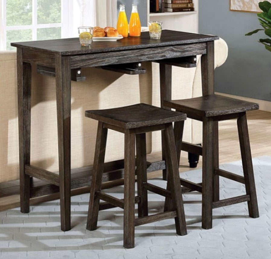 Elinor 3-Pc Gray Wood Counter Height Table Set