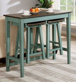 Elinor 3-Pc Teal/Gray Counter Height Table Set