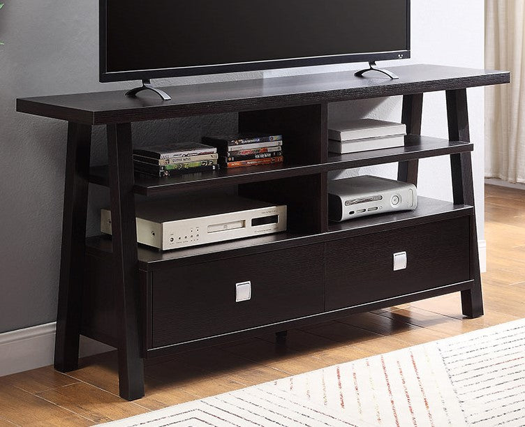 Ella Espresso Wood 2-Drawer TV Stand