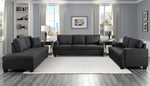 Elmont Black Textured Fabric Chaise