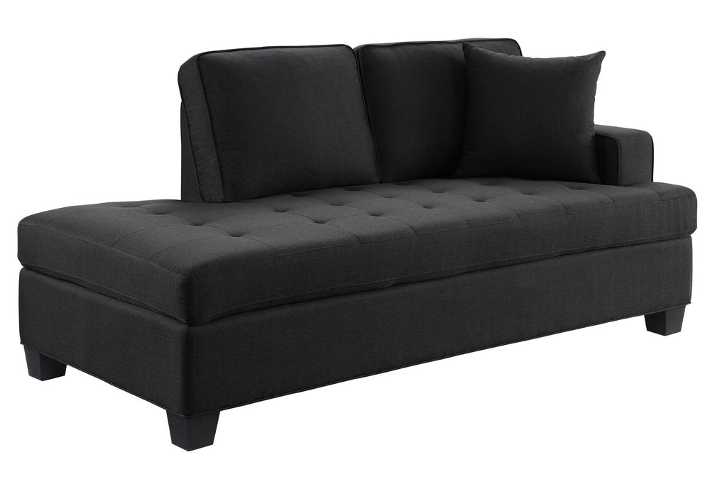 Elmont Black Textured Fabric Chaise