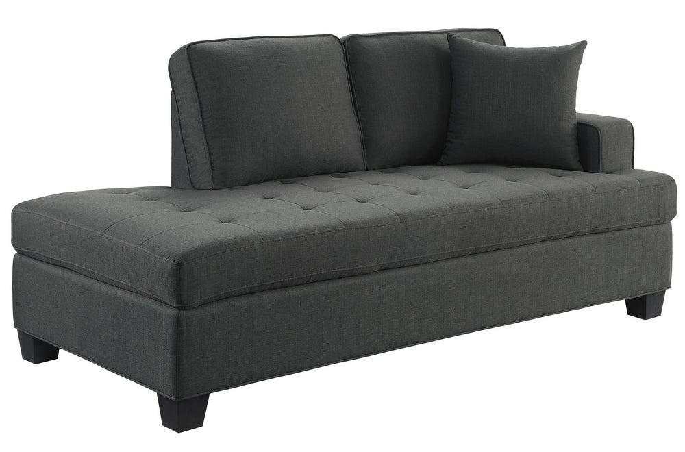 Elmont Charcoal Textured Fabric Chaise