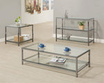 Elora Clear Glass/Black Nickel Metal Coffee Table