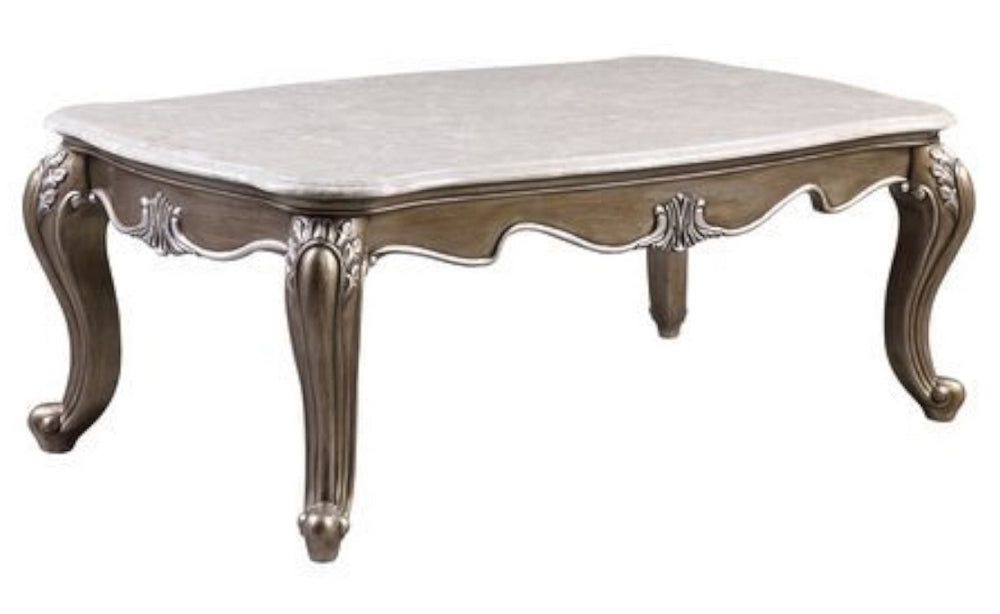 Elozzol Antique Bronze Finish Wood/Marble Coffee Table