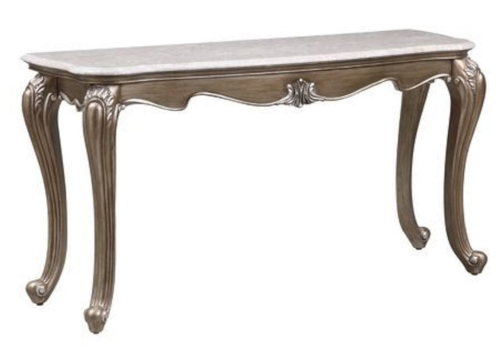 Elozzol Antique Bronze Finish Wood/Marble Sofa Table