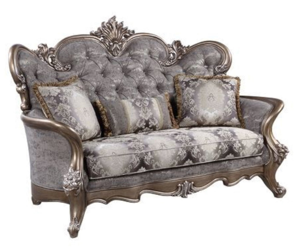 Elozzol Fabric/Antique Bronze Finish Loveseat