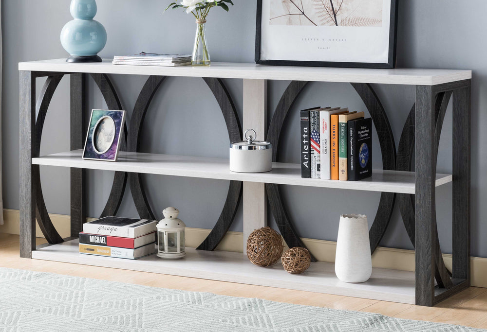 Elpida White Oak/Distressed Grey Wood Console Table