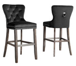 Vienne 2 Black Velvet/Wood Bar Stools