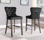 Vienne 2 Black Velvet/Wood Bar Stools