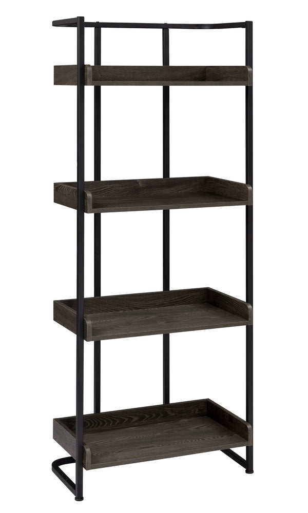 Ember Dark Oak Wood/Sandy Black Metal Bookcase