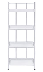 Ember White High Gloss Wood/Chrome Metal Bookcase