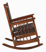 Emeline Dark Brown Leather Match/Tobacco Wood Rocking Chair