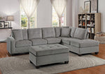 Emilio Taupe Fabric Reversible Sectional with Ottoman