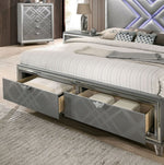 Emmeline Silver Leatherette/Wood Cal King Bed