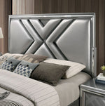 Emmeline Silver Leatherette/Wood Queen Bed