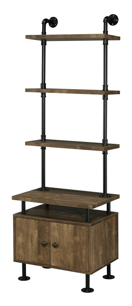 Ensata II Rustic Oak Wood/Black Metal Side Pier