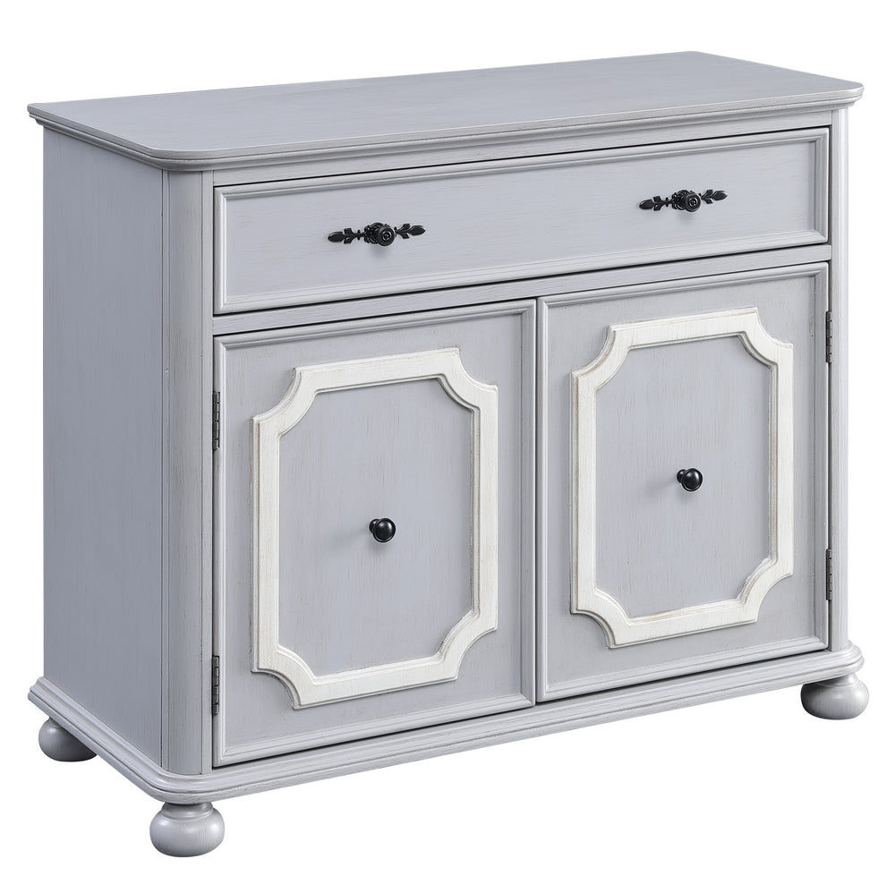 Enyin Gray Wood Accent Cabinet with Drawer & Double Doors