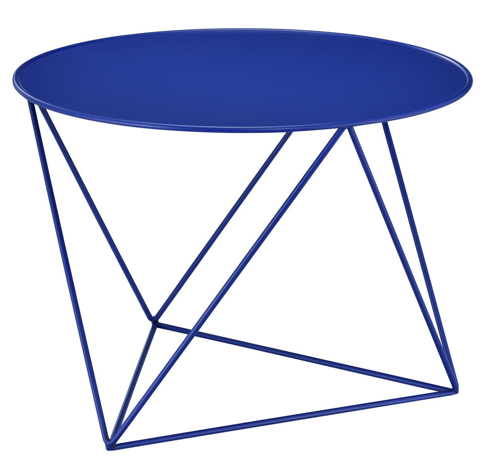 Epidia Contemporary Blue Metal Round Side Table