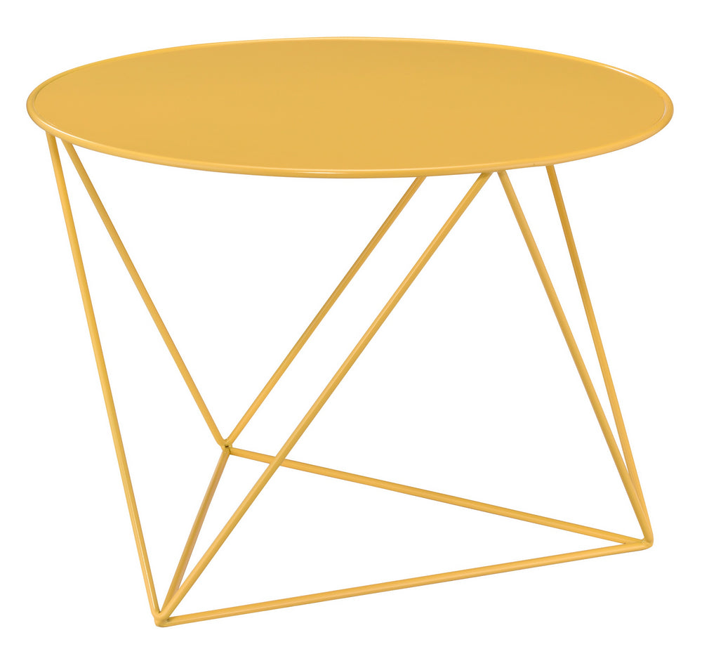 Epidia Contemporary Yellow Metal Round Side Table