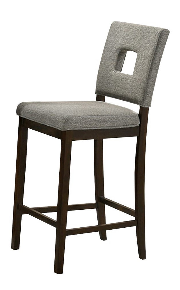 Erica 2 Grey Fabric/Cappuccino Wood Bar Stools