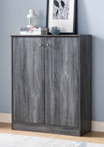 Erica Distressed Grey Wood 2-Door Shoe Cabinet