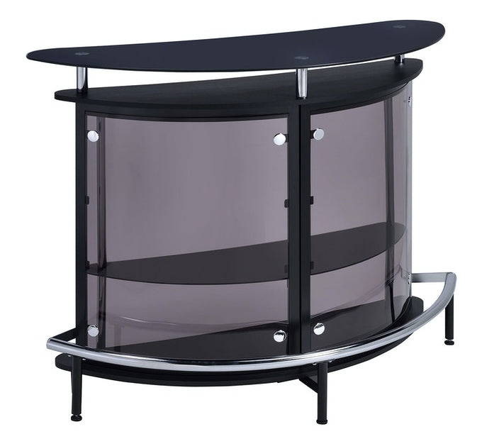 Ermenegilda Contemporary Smoked Acrylic/Black Wood Bar Unit