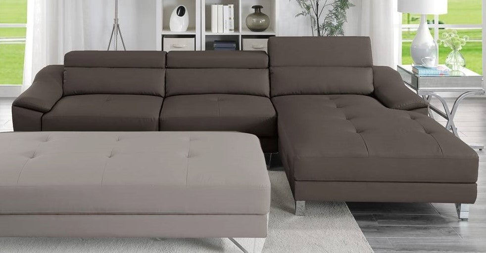 Ernesta Modern 2-Pc Espresso Faux Leather RAF Sectional