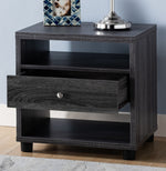 Essie Distressed Grey Wood End Table with Drawer