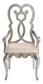 Esteban 2 Ivory Velvet/Antique Champagne Wood Arm Chairs