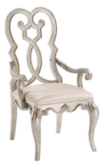 Esteban 2 Ivory Velvet/Antique Champagne Wood Arm Chairs