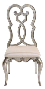 Esteban 2 Ivory Velvet/Antique Champagne Wood Side Chairs