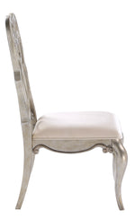 Esteban 2 Ivory Velvet/Antique Champagne Wood Side Chairs