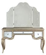 Esteban Antique Champagne Wood 3-Drawer Vanity Desk