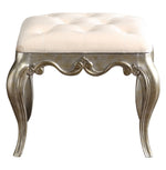 Esteban Ivory Velvet/Antique Champagne Wood Vanity Stool