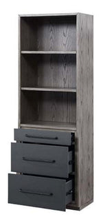 Estevon Gray Oak Wood 3-Drawer Bookcase