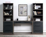 Estevon Gray Oak Wood 3-Drawer Bookcase