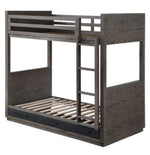 Estevon Gray Oak Wood Twin Bunk Bed with Drawers