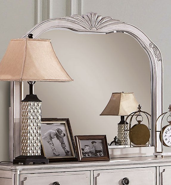 Esther Antique White Wood Dresser Mirror