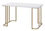 Estie White Wood/Gold Finish Metal Writing Desk