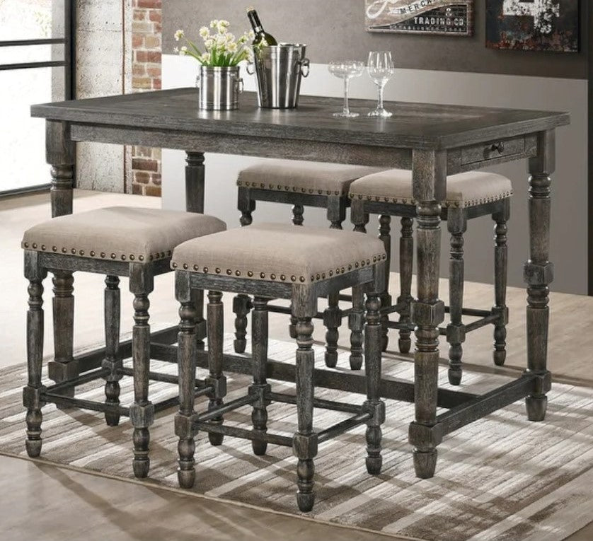 Eva 5-Pc Grey Counter Height Table Set