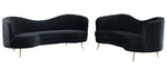 Evelin 2-Pc Black Velour Sofa Set