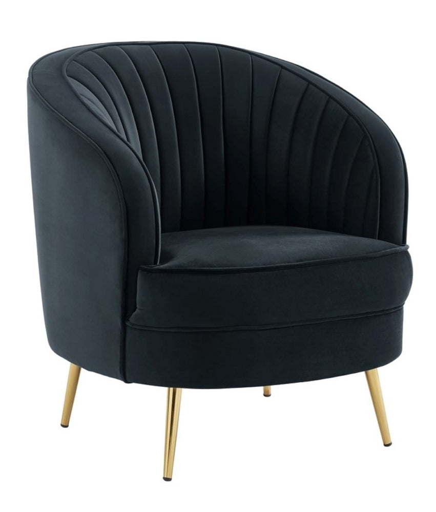 Evelin Black Velour Chair