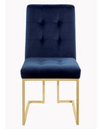 Evianna 2 Blue Velvet/Brass Finish Metal Side Chairs