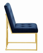 Evianna 2 Blue Velvet/Brass Finish Metal Side Chairs