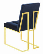 Evianna 2 Blue Velvet/Brass Finish Metal Side Chairs